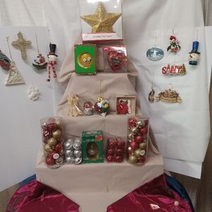 Red and Gold Ornaments Holiday Display